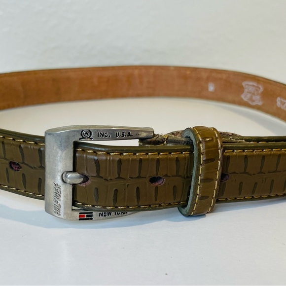 Vintage Tommy Hilfiger Square Buckle Croco-Print Leather Belt Size XS (24”) - Picture 7 of 9